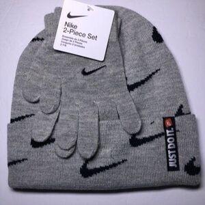 Nike Big Kids Swoosh Beanie and Gloves Set